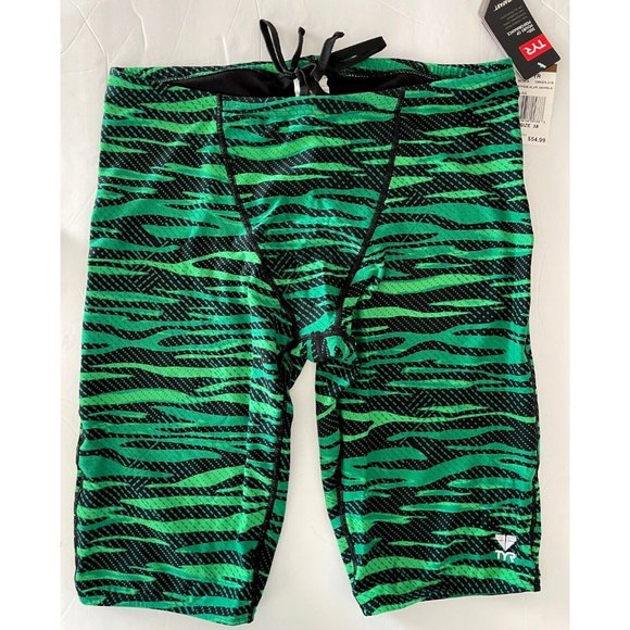 TYR Other - TYR Durafast Elite Crypsis Allover Jammer Men Swim Black Green Size 38 - $55